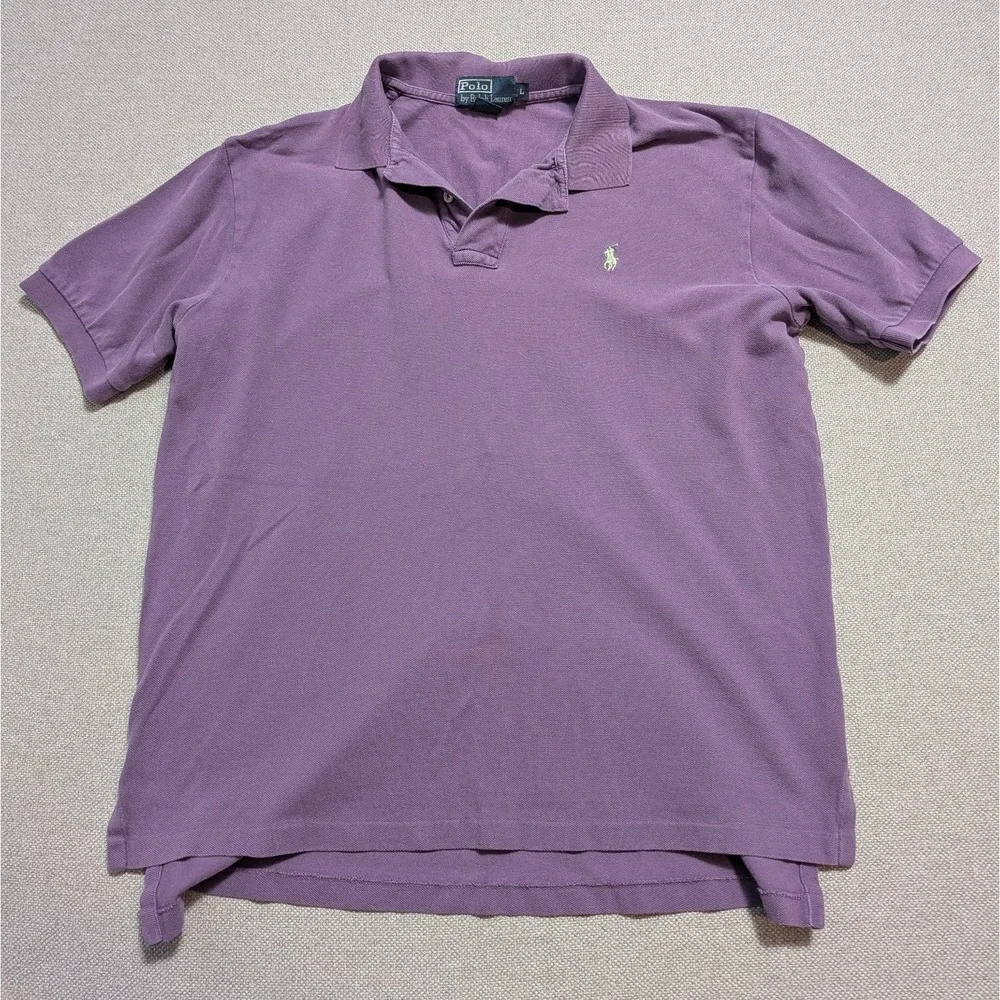 Polo Ralph Lauren Men's Purple L Pique Cotton Short Sleeve Polo Shirt